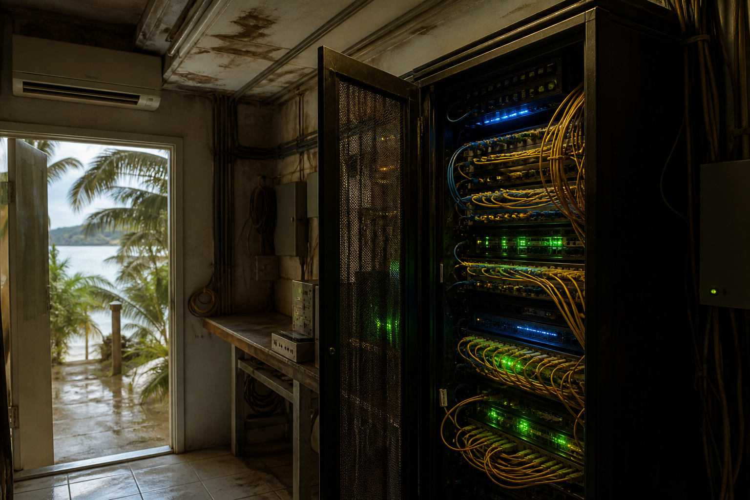 Island latency: physical neighbours, logical Florida round-trip